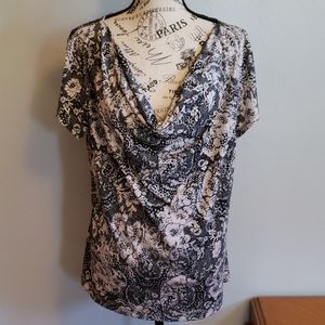 Van Heusen short sleeve blouse, pink and black